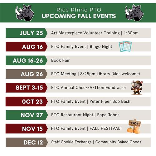 Upcoming Fall Events 